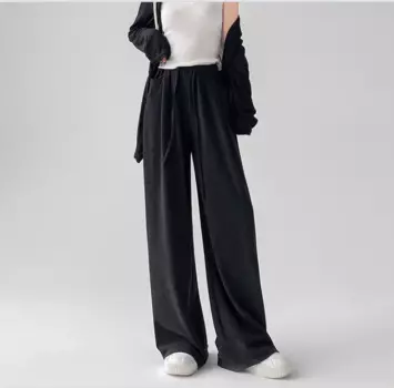 Теплые эластичные широкие брюки, весенне-осенние женские модные свободные брюки с высокой талией, узкие повседневные прямые брюки