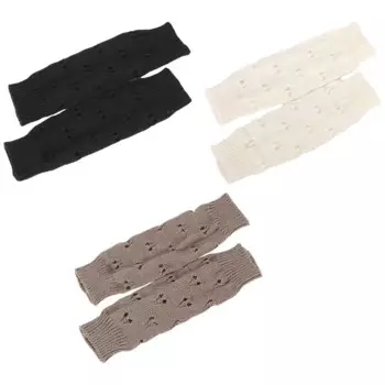 Теплые рукавицы на запястье, Длинные вязаные теплые женские зимние перчатки без пальцев