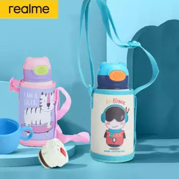 Термокружки realme, мультяшная фотобутылка для воды, детская бутылка из нержавеющей стали 304 с защитой от падения