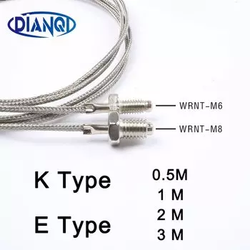 Термопара DIANQI M6 с резьбой M8, тип K/E, 0.5/1/2/3 м