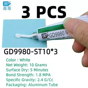 Белый GD9980 Теплопроводящий клей Цементный клей Силиконовая сетка Вес 10/85 грамм Быстроотверждаемая алюминиевая мягкая трубка Упаковка ST