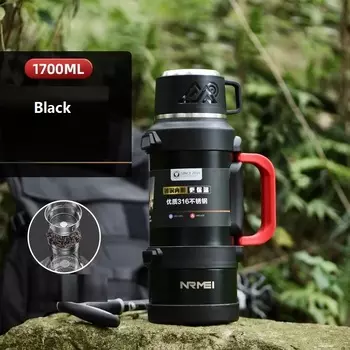 Термос EWAYS из нержавеющей стали 1700/2500 мл черный/армейский зеленый