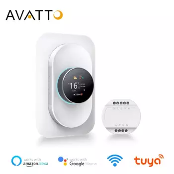Термостат AVATTO TUYA 24 В с Wi-Fi для теплового насоса системы HVAC, умный Программируемый Регулятор температуры, работает с Alexa,Google Home