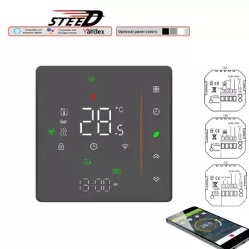 Термостат для подогрева пола TUYA Wi-Fi для жилых систем ОВКВ, тепловой коврик, капиллярный водонагреватель, работает с Alexa,Google, Яндекс