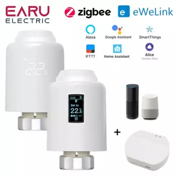 Термостат-радиатор eWeLink Smart ZigBee, программируемый привод для отопления, пульт дистанционного управления температурой, Alexa Google Home