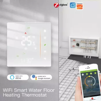 Термостат Zigbee, регулятор комнатной температуры воды/электрического подогрева пола, газовый котел, влажность Tuya, работа с Alexa Google