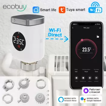 Термостатическая головка радиатора Tuya Smart Home с Wi-Fi, привод клапана, контроллер температуры, умный Life, Alexa, Google Home, Alice