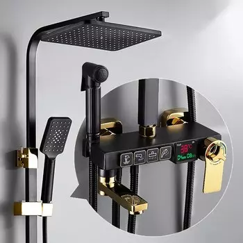 Термостатическая золотая душевая система из латуни