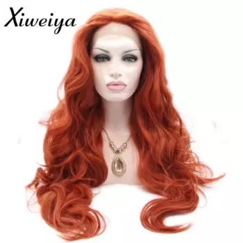 Термостойкий красный синтетический медно-красный парик Xiweiya, белые женские длинные красные волосы, волнистый мягкий парик без клея drag queen