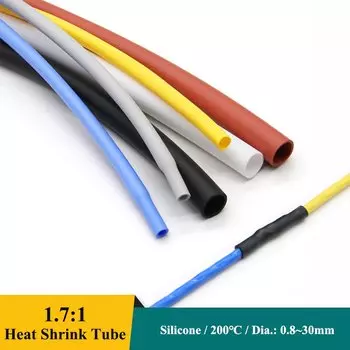 Термоусадочная силиконовая трубка 0,8-30 мм