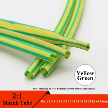 Термоусадочная трубка Zecica 1м желто-зеленая 2:1