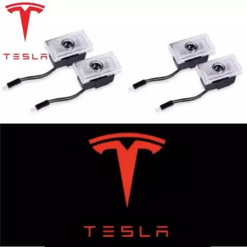 Tesla 2025 4 шт. Новый светодиодный HD автомобильный логотип Лазерная дверная лампа Добро пожаловать Свет призрачной тени Лампа для Tesla Model3 Model S X Y Автомобильные аксессуары