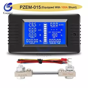 PZEM015 0-200 В индикатор разряда автомобильного аккумулятора, тестер емкости, энергетический импеданс, сопротивление, вольтметр 0-50A/100A/200A/300A