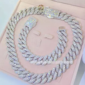 Тестер бриллиантов VVS Moissanite, толщиной 20 мм, тяжелая багета, сертификат GRA, кубинская цепь