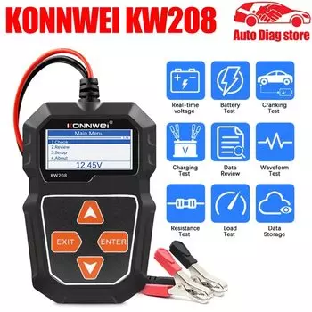 Тестер KONNWEI KW208 для автомобильных аккумуляторов, 12 В, 100-2000CCA
