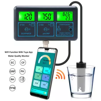 Тестер воды TDS(ppm) EC ORP с Wi-Fi, умный цифровой анализатор температуры и PH для аквариумов, гидропонных систем, плавательных бассейнов
