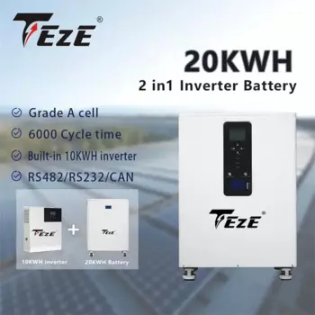 TEZE 51,2 В 300 Ач 400 Ач 20 кВт «все в одном» Встроенный инвертор 10 кВт LiFePO4 Аккумулятор с поддержкой Parellel для домашней энергетической солнечной системы