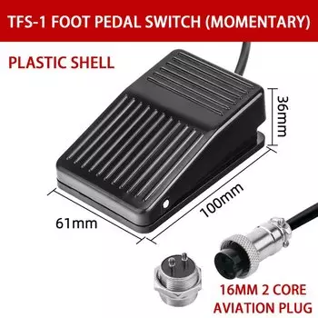 TFS-1 Педальный переключатель 1NO1NC Управление электропитанием Мгновенный педальный переключатель AC250V 10A с 2/3 ядрами 12/16 мм Авиационная вилка