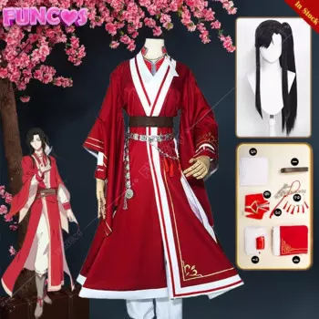 Tgcf Hua Cheng карнавальный костюм парик Tian Guan Fu San Lang Red Han Fu Молодежные длинные черные волосы защита запястья цепочка аксессуары
