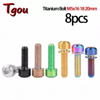 Титановый болт Tgou M5x16/18/20 мм с шестигранной головкой и шайбой для руля велосипеда, 8 шт./15 шт.