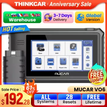 THINKCAR MUCAR VO6 Профессиональные автомобильные диагностические инструменты Полная система 28 сбросов Масляный DPF ТОРМОЗ ETS Бесплатный срок службы автоматического сканера VIN Obd2