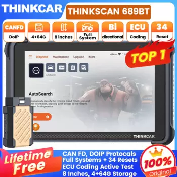 THINKCAR THINKSCAN 689BT OBD2 сканер беспроводной, кодирование ЭБУ, активное тестирование CANFD и DOIP 34, сброс полной системы, диагностический, бессрочный
