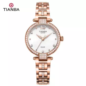 TIANBA Кварцевые часы с кристаллами, модные тенденции, деловые часы для отдыха, женские часы со стальным ремешком