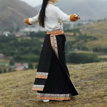 Тибетский костюм Женская юбка танцевальный костюм