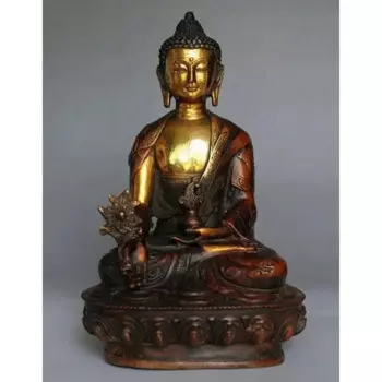 Тибетский латунный буддизм Bodhisattva статуя Будды Шакьямуни, 8 дюймов