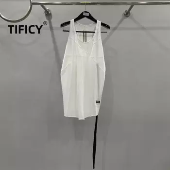 TIFICY хлопковые повседневные свободные майки для улицы, мужские спортивные майки с лентами, 3 цвета, уличная одежда