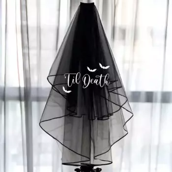 Черная короткая фата HGDTFF