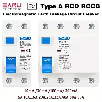 Тип AC RCCB RCD ELCB Электромагнитный автоматический выключатель остаточного тока Дифференциальный выключатель Безопасный выключатель 2P 4P 10/30/100/300 мА