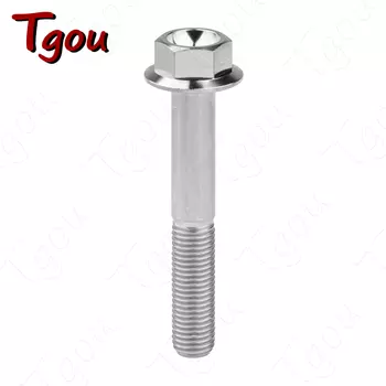 Титановый болт Tgou M10x20/25/30/35/40/45/55/60/65/70/75/80/100 мм, шестигранный фланцевый винт с шагом 1,25 для мотоциклетного суппорта