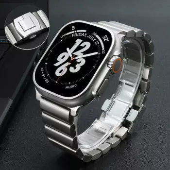 Титановый ремешок для Apple Watch 10 46 мм Ultra 2 49 мм с пряжкой из нержавеющей стали для браслета Iwatch Series 9 8 7 6 Se 45 мм 44 мм