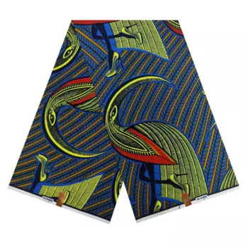 Ткань в африканском стиле с восковым батиком и принтом в виде пера для шитья, синяя летняя хлопковая ткань, диван и ремесло R1082