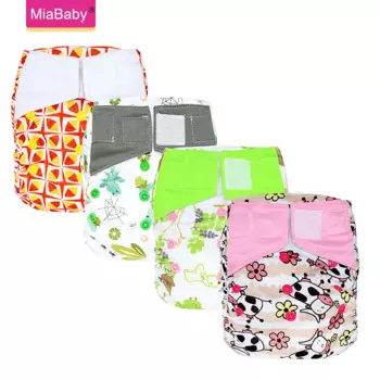 Тканевые подгузники Miababy OS Night AIO для баб, быстросохнущая замшевая ткань AI2, регулируемые, тканевый подгузник для маленьких девочек и мальчиков