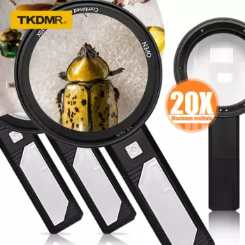 Увеличительное стекло TKDMR, 20/15/10X, с подсветкой, ручное, подзарядка по USB, с 8 светодиодами для античных нефритовых украшений