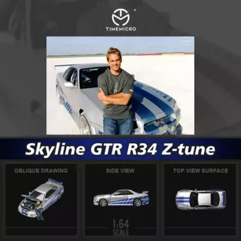 TM в наличии 1:64 Skyline GTR R34 Z Tune Open Hood Коллекционная модель автомобиля, Миниатюрная игрушка TimeMicro