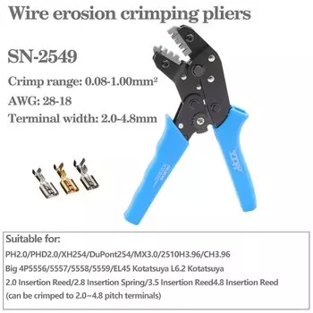 TMYLOKU Инструмент для обжима клемм 2.54 мм 3.96 мм 4.8 мм 28-18awg