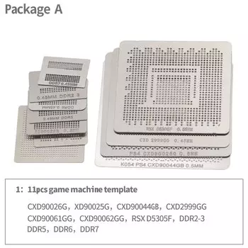 11 шт./компл. PS4 трафарет с прямым нагревом BGA трафарет для оплавления припоя шарик для ремонта чипов игровой консоли CXD90061 CXD90062 DDR5 CXD2999G