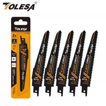 TOLESA Сабельные пилы 6/9/12 дюймов 8+10TPI для металла и дерева 5 шт
