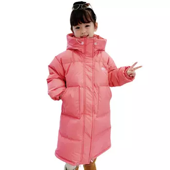 Толстая стеганая куртка для девочек, ветрозащитное теплое пуховое хлопковое пальто, детская зимняя куртка, длинное пальто-пуховик с капюшоном, детская парка