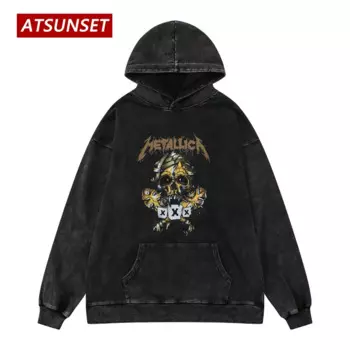 Толстовка ATSUNSET с принтом скелета для мам, Осенний хлопковый пуловер в стиле хип-хоп, уличный ретро-стиль, толстовка с круглым вырезом и карманами, топы