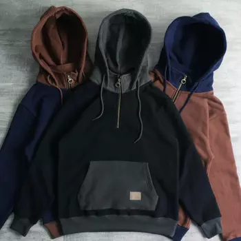 Толстовка мужская из махровой ткани, модное худи из чистого хлопка, плотное бархатное худи, Свободный пуловер с капюшоном, спортивная одежда, осень-зима