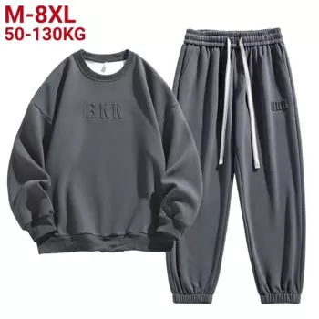 Толстовка мужская оверсайз, хлопковый свитшот, брюки, уличная одежда, спортивный костюм, брюки, осень, 6xl 7xl 8xl