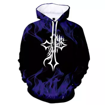 Толстовка мужская с 3D-принтом пламени, свитшот с капюшоном, пуловер с перекрестным принтом, свитер большого размера, Осень-зима