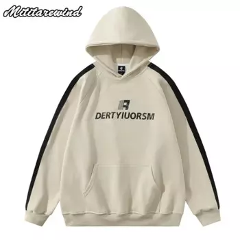 Толстовка мужская с капюшоном, уличная одежда в стиле хип-хоп, пуловер с полосками по бокам и рукавом реглан, с надписью, свитшот для женщин, Осень-зима