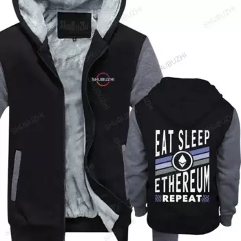 Толстовка с капюшоном Eat Sleep Ethereum, мужские осенние толстовки Slim Fit из чистого хлопка с принтом в виде криптовалюты, флисовый Топ
