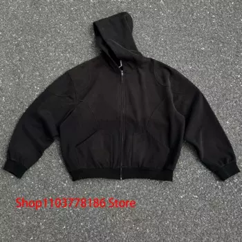 Толстовка с капюшоном High Street Wash Old Kanye West, винтажная толстовка с капюшоном на молнии для мужчин и женщин, толстовка большого размера в стиле рок, хип-хоп, уличная одежда