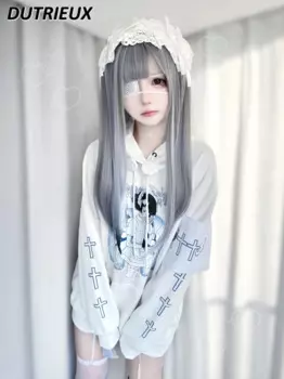 Толстовка с капюшоном Mine Series массового производства, японский мультяшный принт, весна-осень, новый универсальный джемпер с длинными рукавами для милых девочек